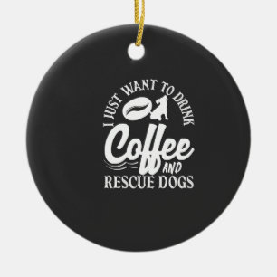 Adorno De Cerámica Amante del café bebe café rescata perros