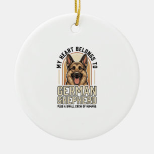 Adorno De Cerámica Amante del Pastor Alemán Grabado Vintage Perro Div