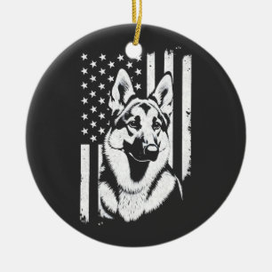 Adorno De Cerámica Amante del perro pastor alemán bandera americana d