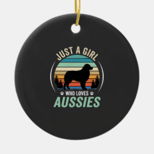 Adorno De Cerámica Amante del perro pastor australiano Retro Atardece