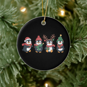 Adorno De Cerámica Amante del pingüino de Navidad Animales lindos Fam