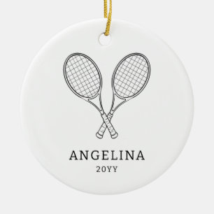 Adorno De Cerámica Amante del tenis de raqueta negra moderna personal