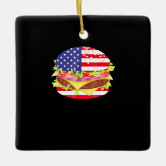 Adorno De Cerámica Amantes de barbacoa | Hamburguesa Bandera Estadoun