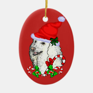 Adorno De Cerámica Amantes de Caniche Navidad