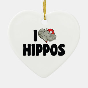 Adorno De Cerámica Amantes de Hipopótamos de Corazón - Amante de Hipo