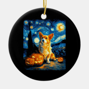 Adorno De Cerámica Amantes de perros Corgi Pintura de la noche estrel