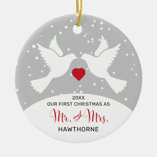 Adorno De Cerámica Amantes del amor Personalizados Sr. y Sra. 1ª Navi (Frente)