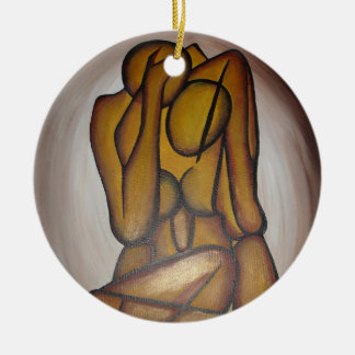 Adorno De Cerámica Amantes Del Arte Contemporáneo En Ochre Y Brow