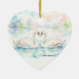 Adorno De Cerámica Amantes del Cisne - Día de San Valentín