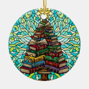 Adorno De Cerámica Amantes del Libro Bookish Christmas Tree Ornament
