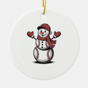 Adorno De Cerámica Amantes deportivos de Navidades de béisbol de Snow