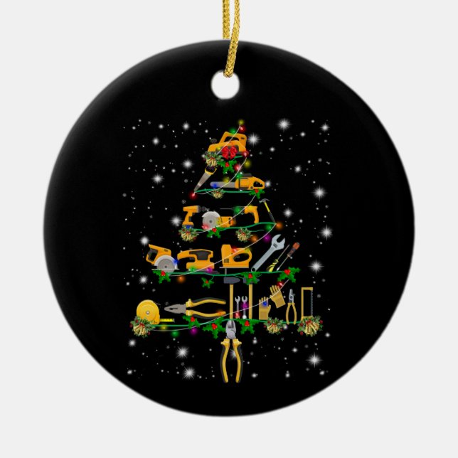 Adorno De Cerámica Amantes mecánicos | Árbol de Navidad mecánico (Frente)