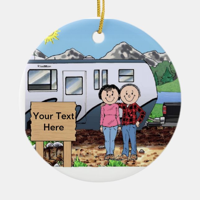 Adorno De Cerámica Amantes RV - Remolque de Parachoque (Frente)