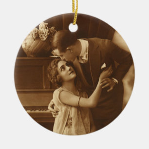 Adorno De Cerámica Amantes Vintage, Música Romántica de Amor