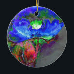 Adorno De Cerámica Amapola azul, flor abstracta azul<br><div class="desc">Una pintura acuarela con una amapola azul y abstracta. Obra original de H. Cooper.</div>
