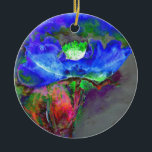 Adorno De Cerámica Amapola azul, flor abstracta azul<br><div class="desc">Una pintura acuarela con una amapola azul y abstracta. Obra original de H. Cooper.</div>