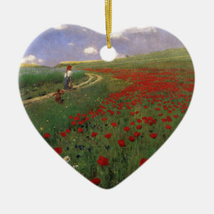 Adorno De Cerámica Amapolas en el campo SZINYEI MERSE, Pál flor roja