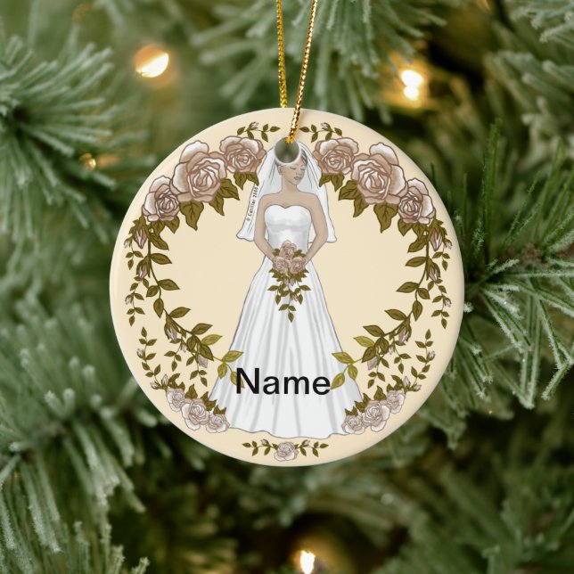 Adorno De Cerámica Amar a la novia boda Ornament (Árbol)