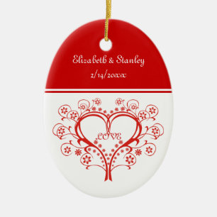 Adorno De Cerámica Amar a Swirl Heart Valentine Día personalizado ado