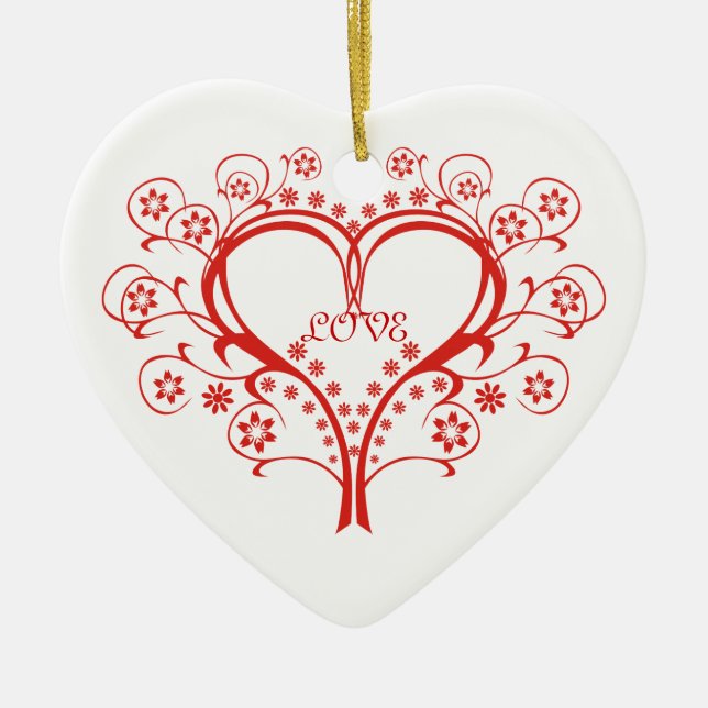 Adorno De Cerámica Amar a Swirl Heart Valentine Día personalizado ado (Frente)