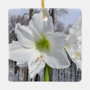 Adorno De Cerámica Amarilis blanca y nieve II
