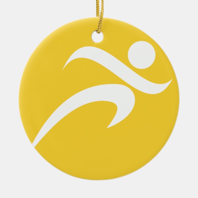 Adorno De Cerámica Amarillo corriendo (Frente)