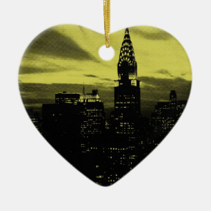 Adorno De Cerámica Amarillo dorado de Nueva York