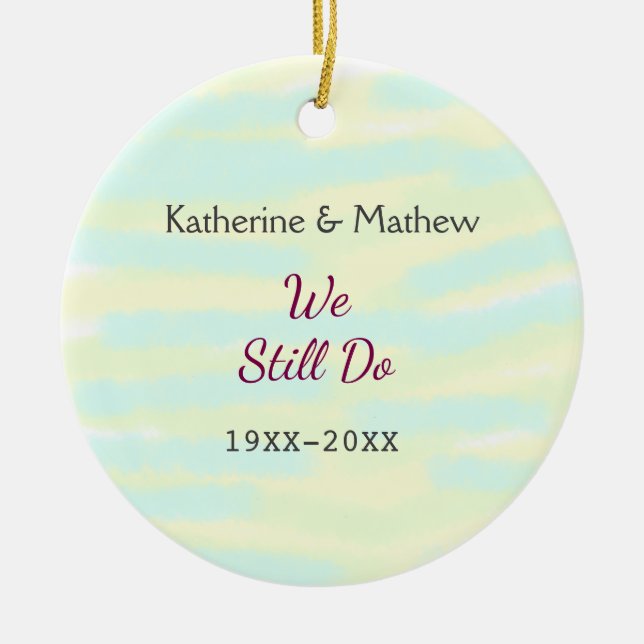 Adorno De Cerámica Amarillo verde Votos aniversario de renovación de  (Frente)