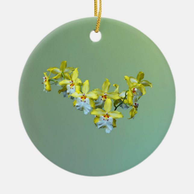 Adorno De Cerámica Amarillo y blanco Vuylstekeara Orquids Corazón (Frente)