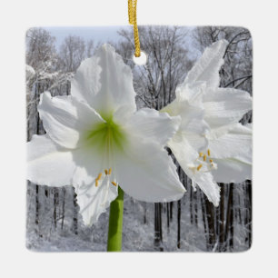 Adorno De Cerámica Amaryllis blanca y nieve I