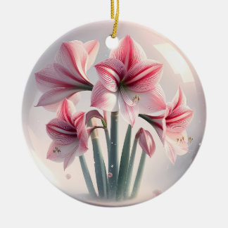 Adorno De Cerámica Amaryllis Flores blancas rosas