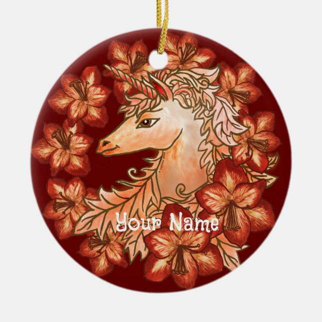Adorno De Cerámica Amaryllis Unicorn (Frente)