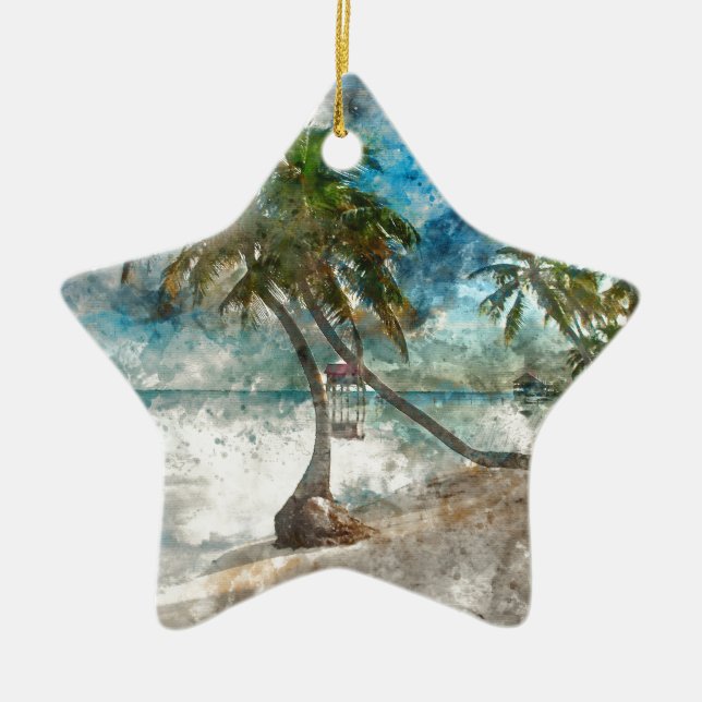Adorno De Cerámica Ambergris Caye Belize Destino de viajes (Frente)
