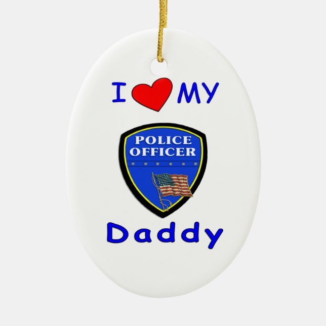 Adorno De Cerámica Ame a mi papá de la policía (Frente)