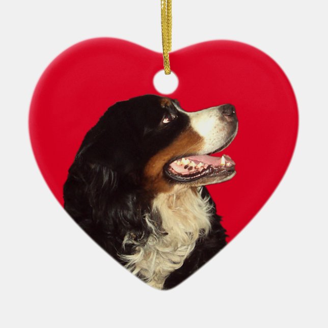 Adorno De Cerámica Ame mi perro de montaña de Bernese (Frente)