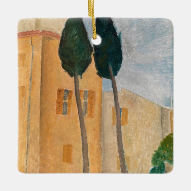 Adorno De Cerámica Amedeo Modigliani - Cypreses y casas en Cagnes (Anverso)