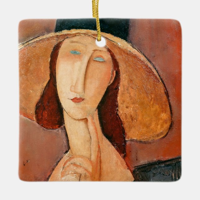 Adorno De Cerámica Amedeo Modigliani - Jeanne Hebuterne en gran Gorra (Anverso)