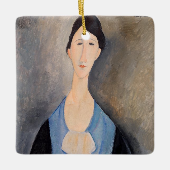 Adorno De Cerámica Amedeo Modigliani - Joven mujer azul (Anverso)