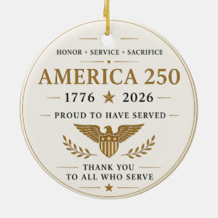 Adorno De Cerámica América 250 Años Patriota Veterano 1776 - 2026
