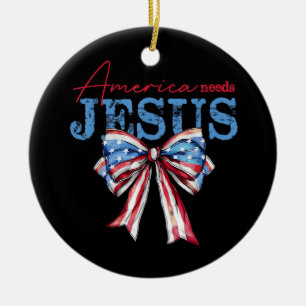 Adorno De Cerámica America Necesita Jesús Bandera Cristiana USA Coque