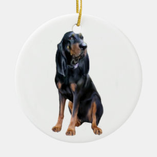 Adorno De Cerámica American Coon Hound - Negro y Caoba