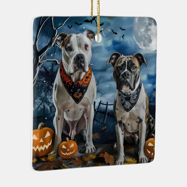 Adorno De Cerámica American Staffordshire Halloween Spooky (Derecha)