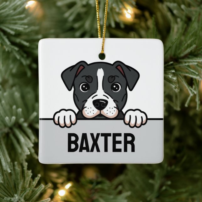 Adorno De Cerámica American Staffordshire Terrier Personalizado Amsta (Árbol)