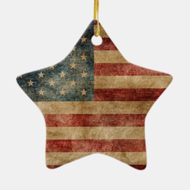 Adorno De Cerámica americana rústica, bandera de los estados unidos,  (Atrás)