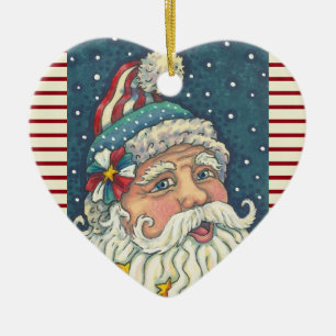 ADORNO DE CERÁMICA AMERICANA ST. NICK, NAVIDADES VACACIONES ORNAMENT