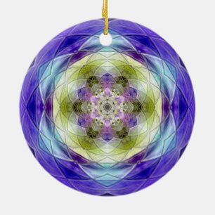 Adorno De Cerámica Amethyst Purple Olive floral star