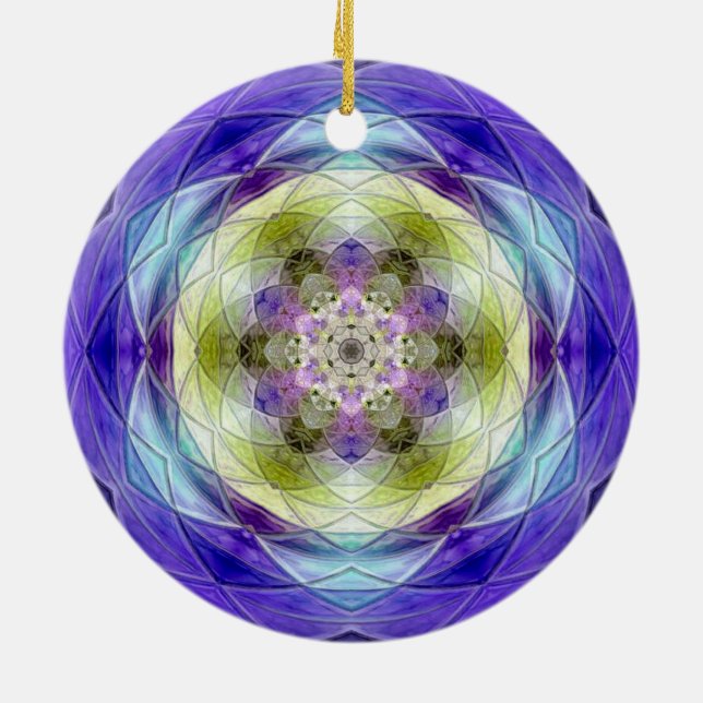 Adorno De Cerámica Amethyst Purple Olive floral star (Atrás)