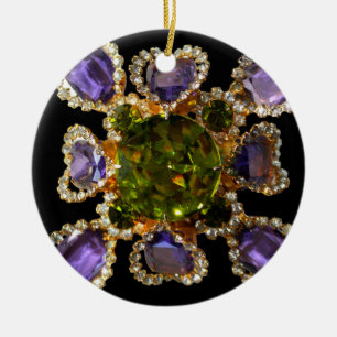 Adorno De Cerámica Ametría púrpura Diamantes Emerales joyas