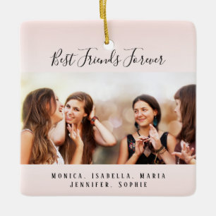 Adorno De Cerámica Amigas para siempre mejores amigas foto rosa rubor