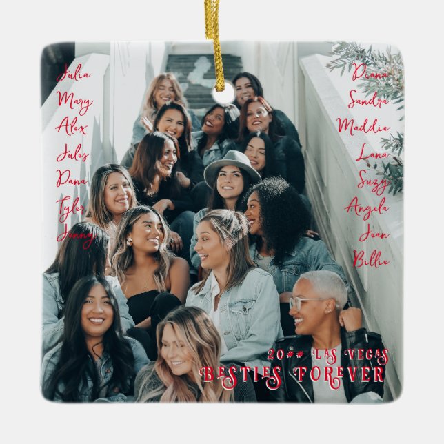 Adorno De Cerámica Amigas para Siempre Viaje de Chicas Nombre Foto Na (Anverso)